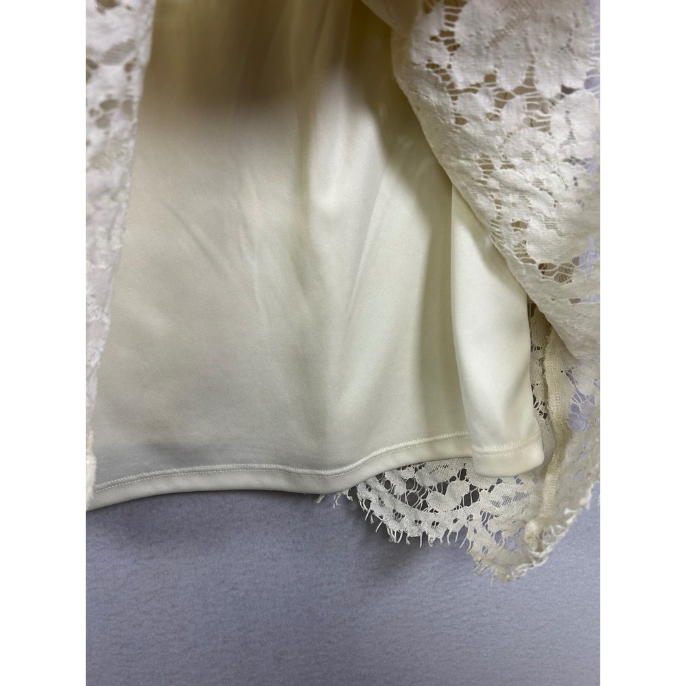 Romantic Isaac Mizrahi Live Women 1X Cream Floral Lace Peplum Tunic Top - Picture 4 of 11